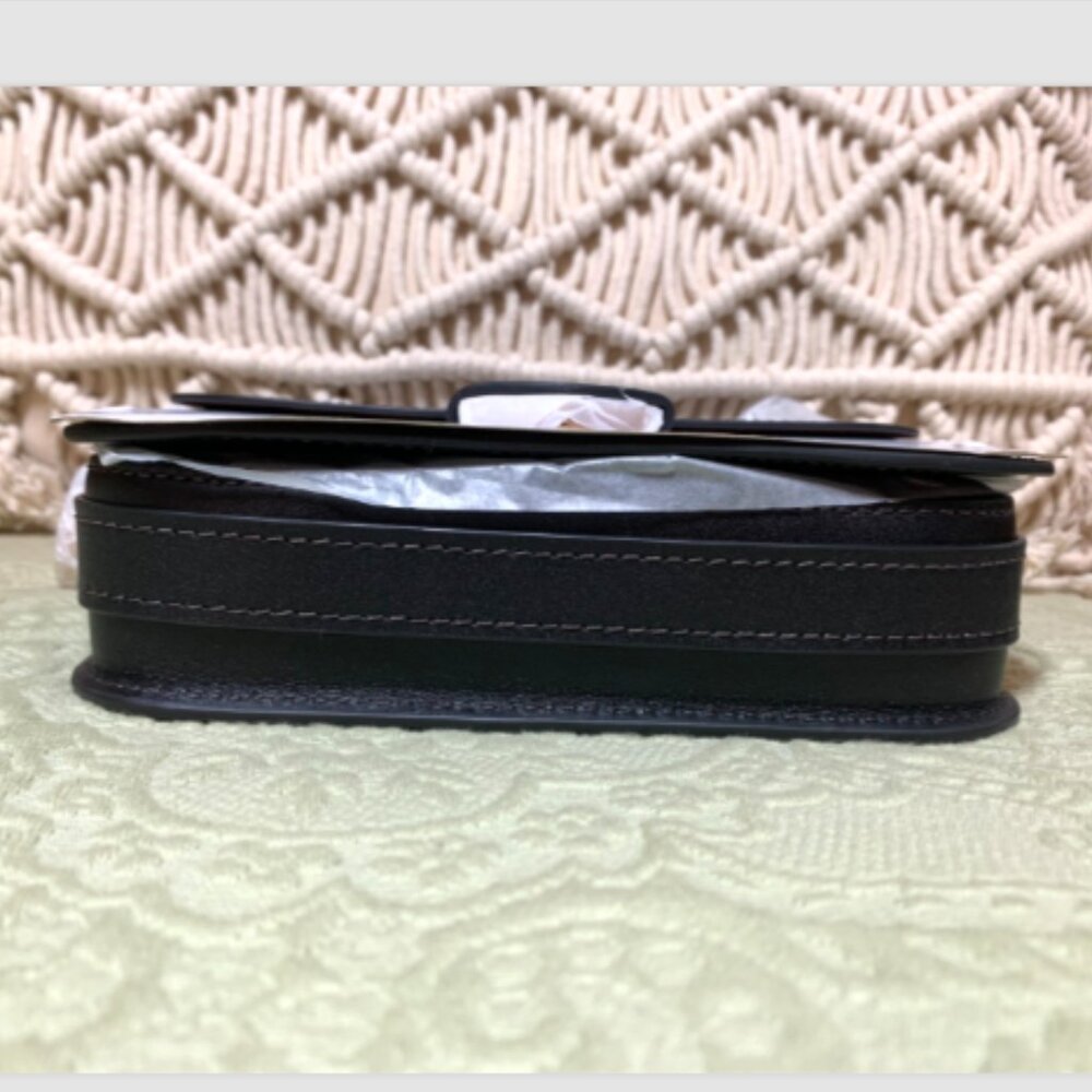 NWT FOSSIL Lennox Flap Leather Crossbody Bag Black MSRP $280 - Picture 14 of 15